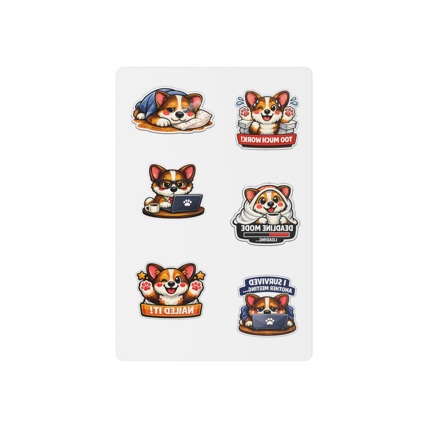 Corgi Office Series — Temporary Tattoos