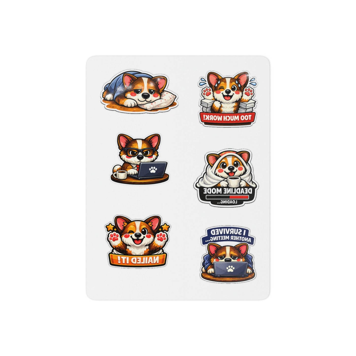 Corgi Office Series — Temporary Tattoos