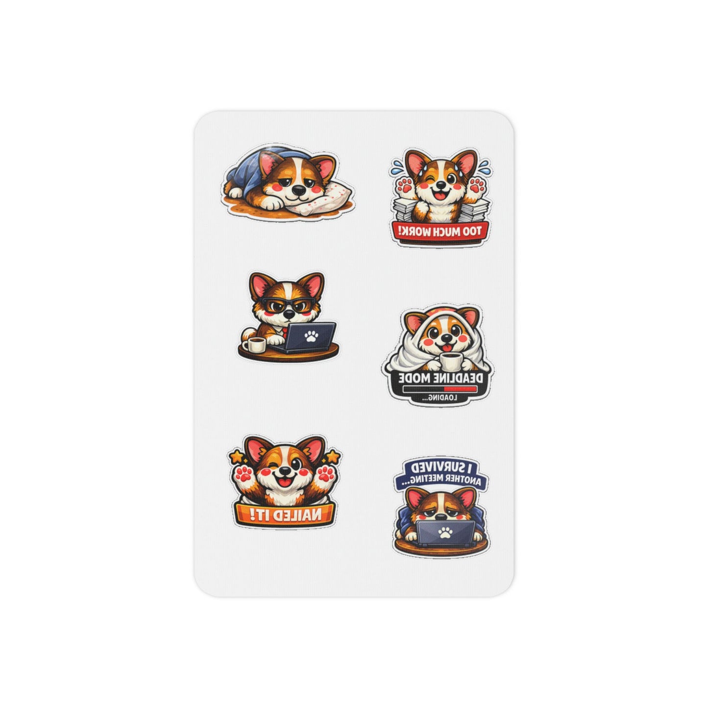 Corgi Office Series — Temporary Tattoos